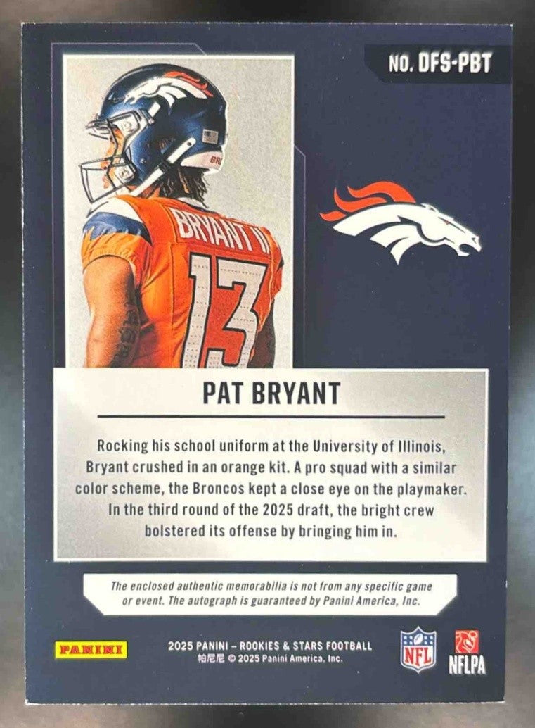 2025 Rookies & Stars Pat Bryant Dress for Success /25 MEM RC Auto Denver Broncos - Sports Cards