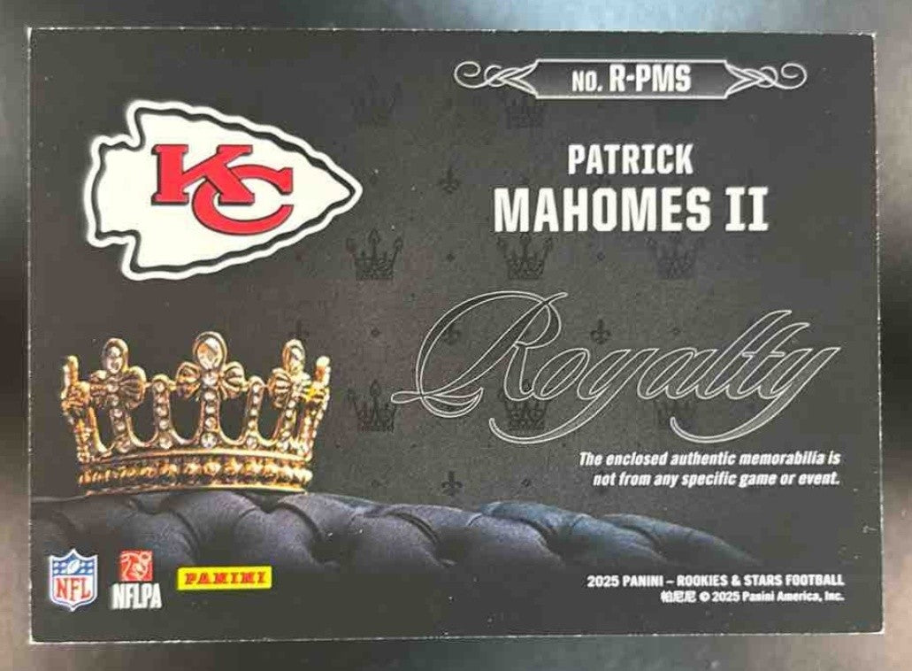 2025 Rookies & Stars Patrick Mahomes II Royalty Patch MEM Kansas City Chiefs - Sports Cards