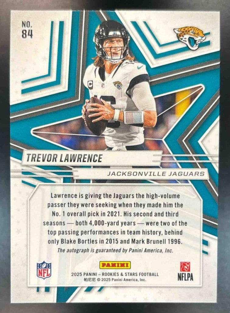 2025 Rookies & Stars Trevor Lawrence Signatures Platinum 1/1 #84 Auto Jaguars - Sports Cards