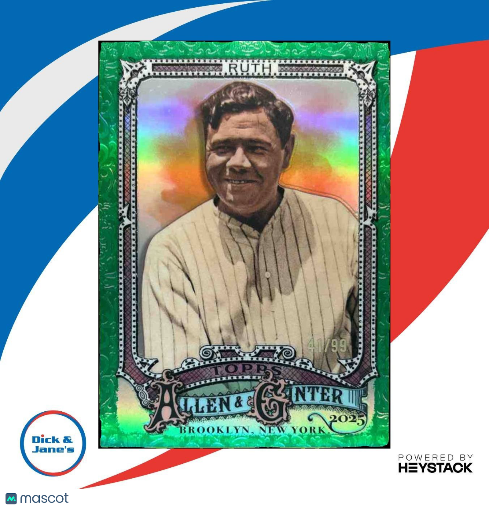 2025 Topps Allen & Ginter Babe Ruth Chrome Green /99 #28 New York Yankees - Sports Cards