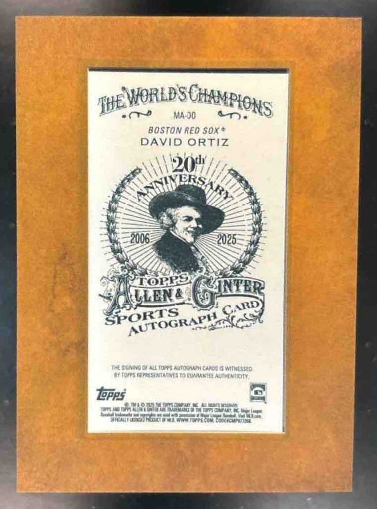 2025 Topps Allen & Ginter David Ortiz Framed Mini Baseball Auto Boston Red Sox - Sports Cards
