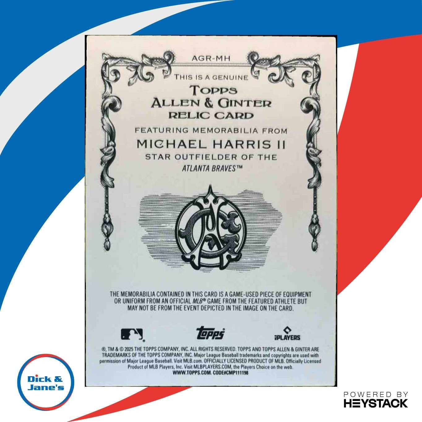2025 Topps Allen & Ginter Michael Harris II Relics #AGR-MH Atlanta Braves - Sports Cards