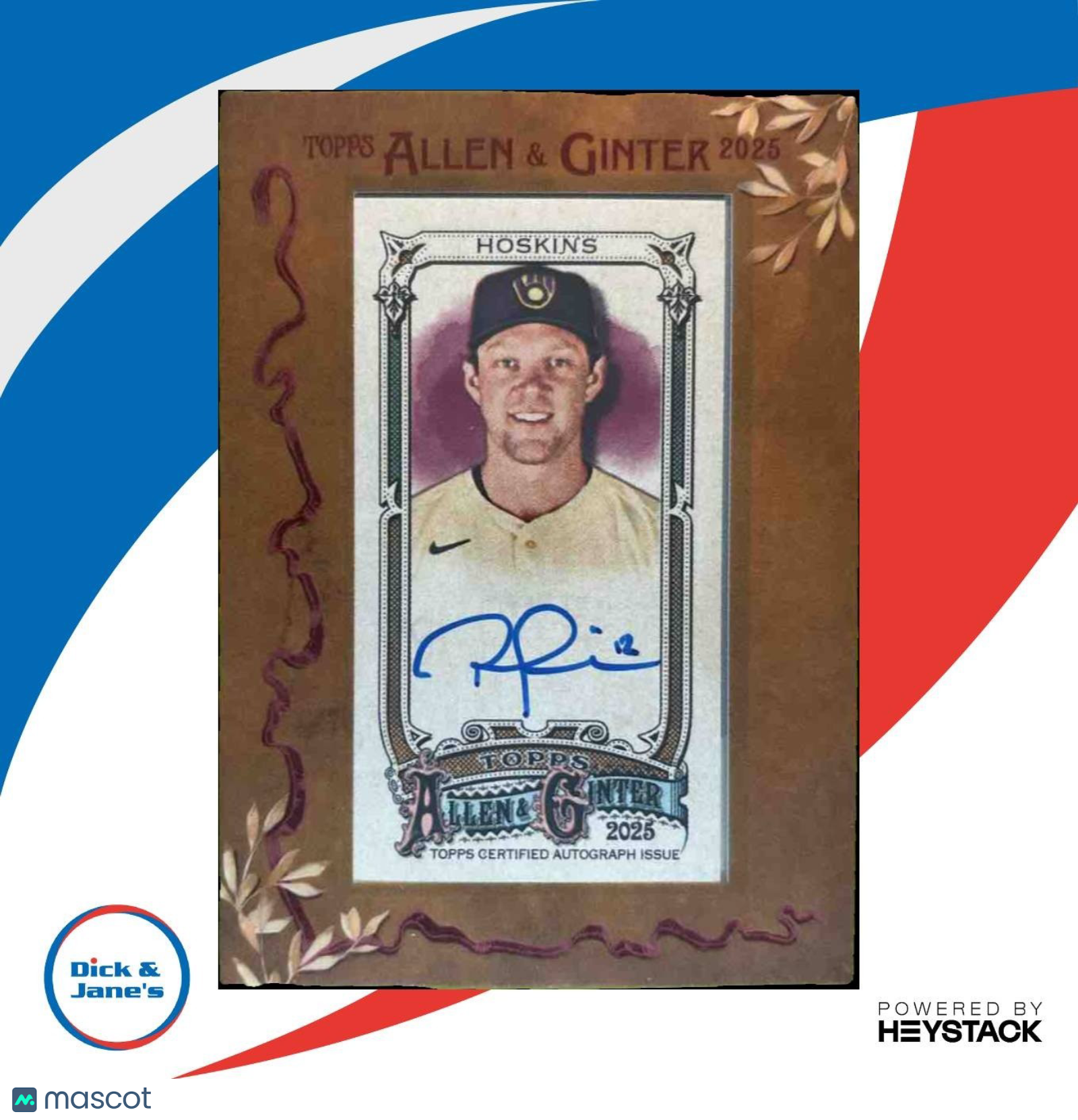 2025 Topps Allen & Ginter Rhys Hoskins Framed Mini Baseball Auto Brewers - Sports Cards