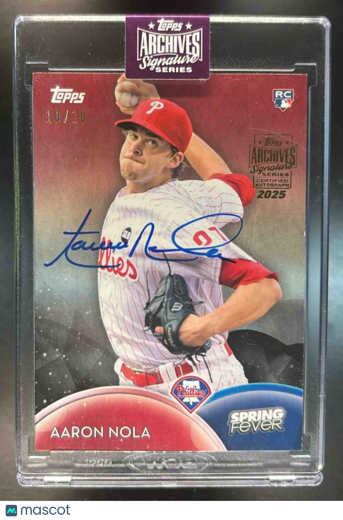 2025 Topps Archives Signatures Aaron Nola Buyback Auto 2016 Spring Fever 10/10 - Sports Cards