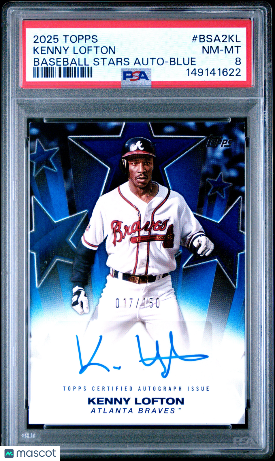 2025 Topps Baseball Stars Autographs Kenny Lofton Blue 017/150 #BSA2KL PSA 8 - Graded Sports Cards