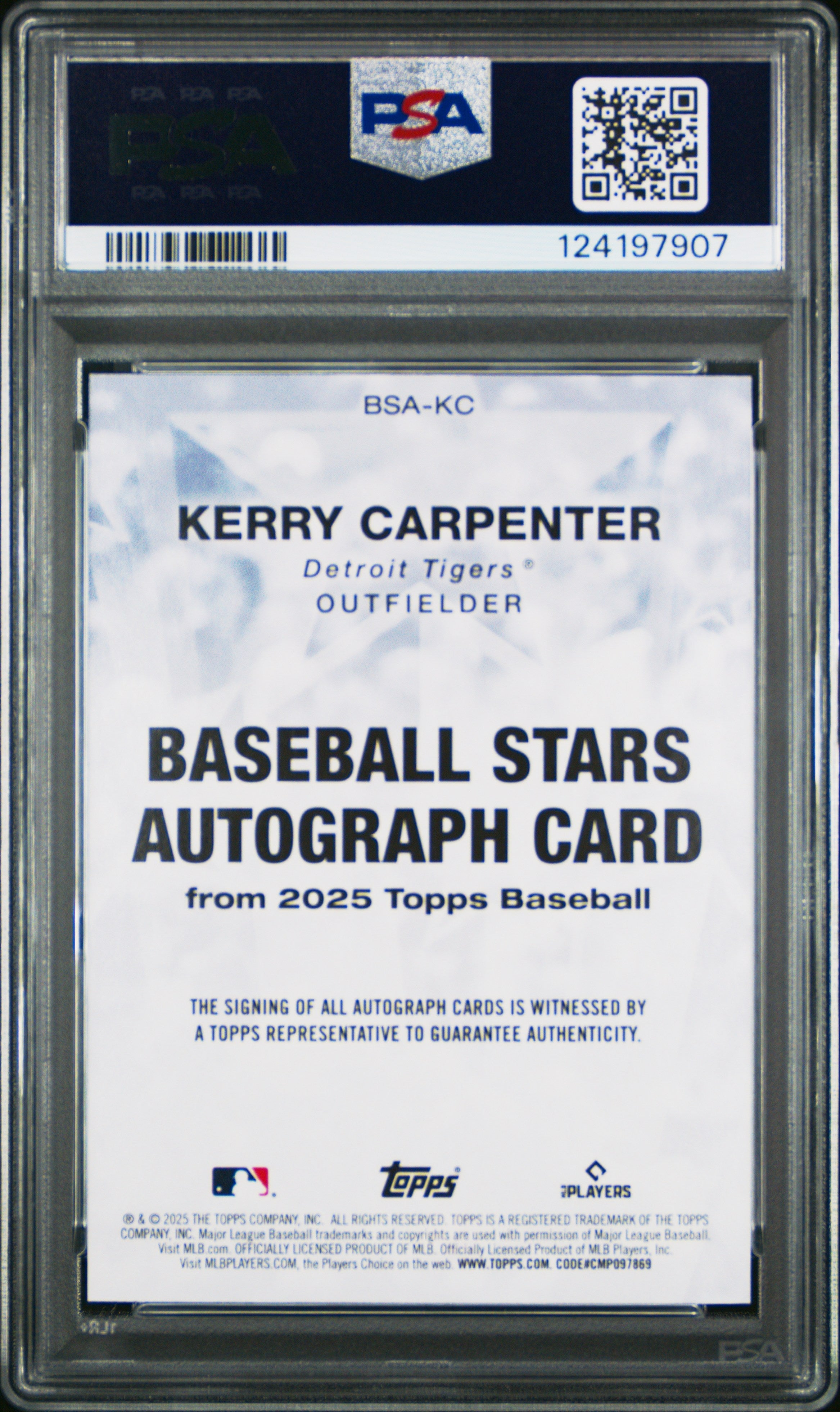 2025 Topps Baseball Stars Autographs Kerry Carpenter #BSAKC PSA 9 - Graded Sports Cards