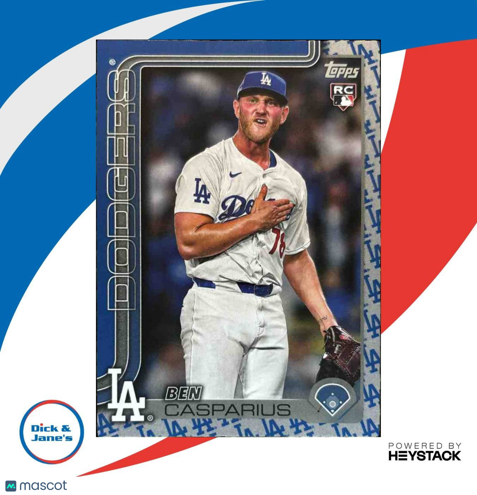 2025 Topps Ben Casparius Team Color Border Variation #384 RC Los Angeles Dodgers - Sports Cards