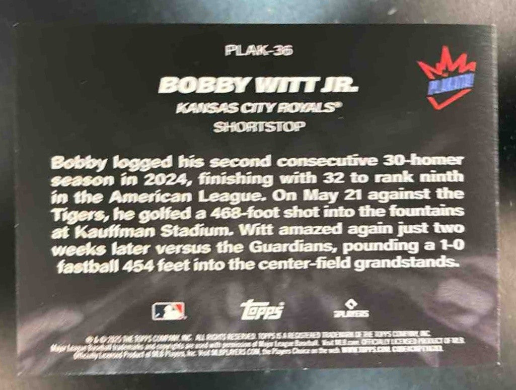 2025 Topps Bobby Witt Jr. Plakata Series 2 #PLAK-36 Kansas City Royals - Sports Cards