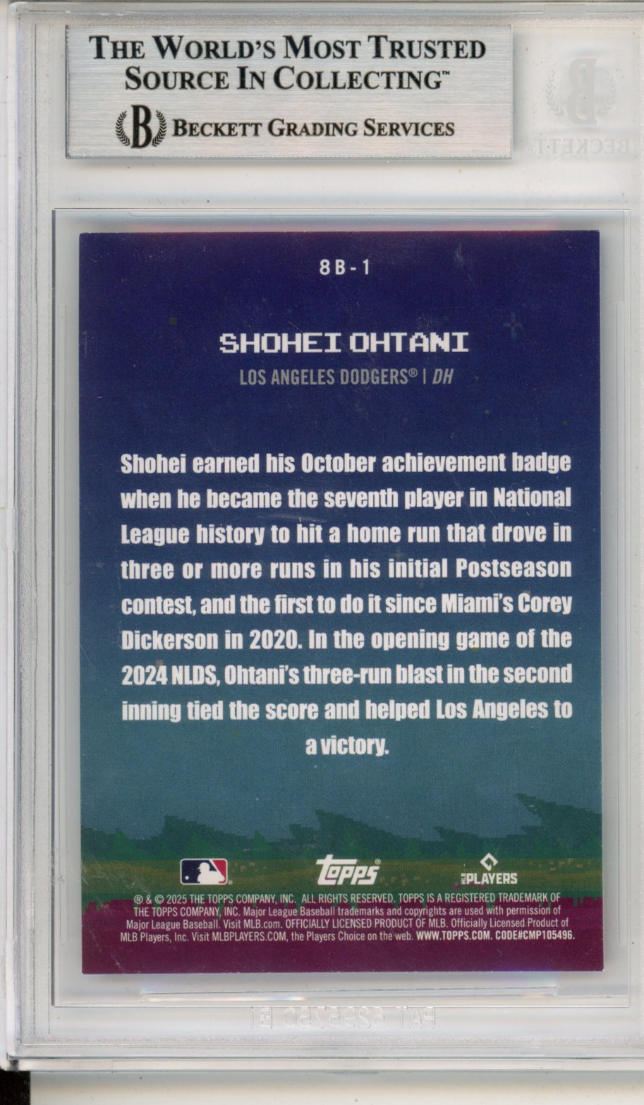 2025 Topps Celebration 8 Bit Ballers Shohei Ohtani BGS 8.5 Los Angeles Dodgers Graded Sports Cards