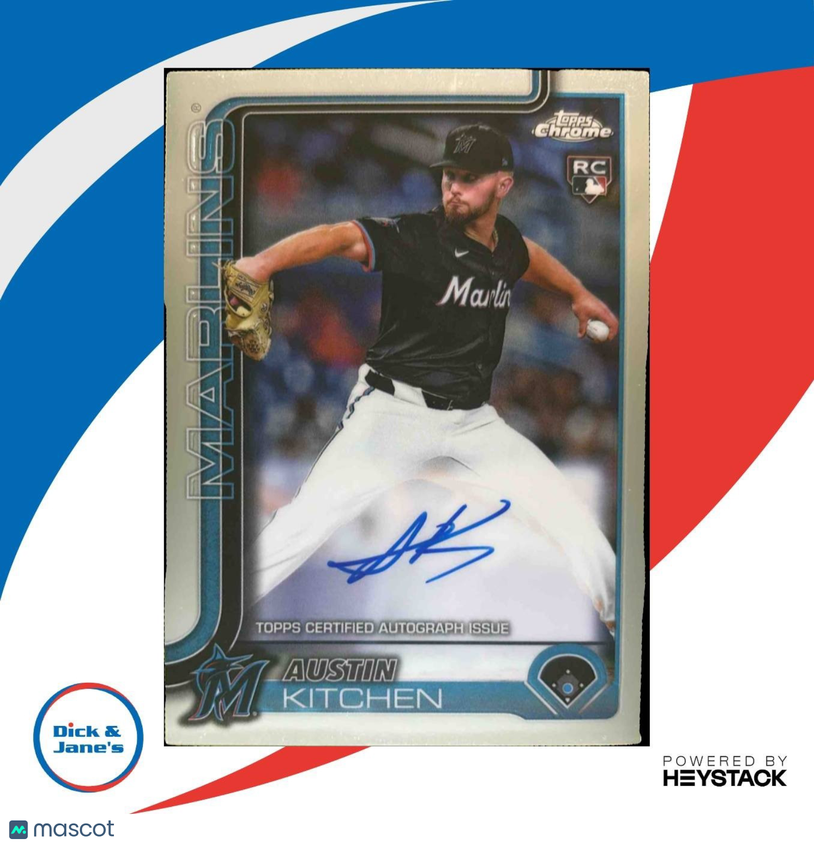 2025 Topps Chrome Austin Kitchen Rookie Auto #RA-AKI RC Miami Marlins - Sports Cards