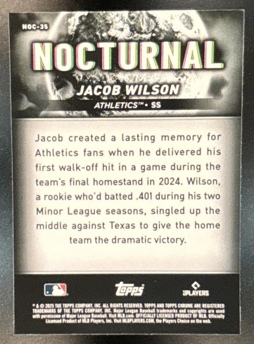 2025 Topps Chrome Black Jacob Wilson Nocturnal #NOC-35 RC Athletics - Sports Cards