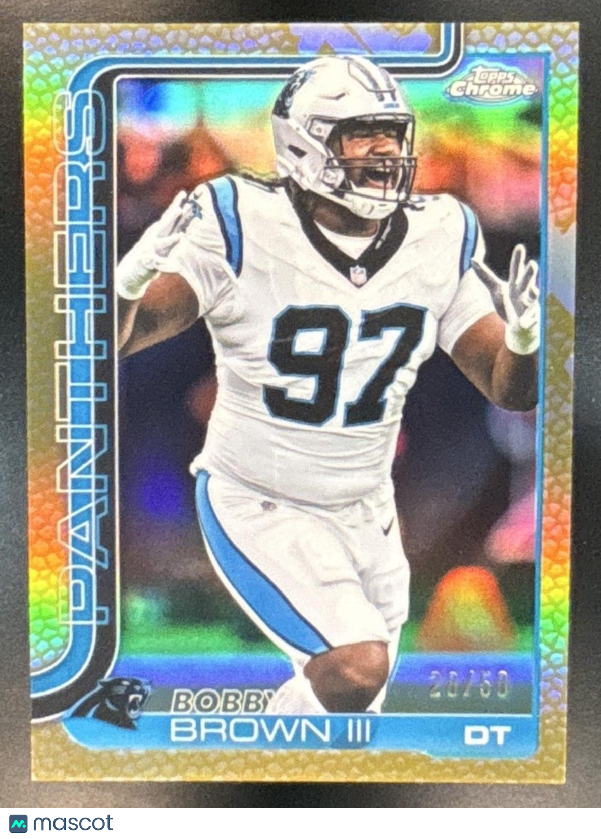 2025 Topps Chrome Bobby Brown III Football Leather Gold /50 #46 Panthers - Sports Cards