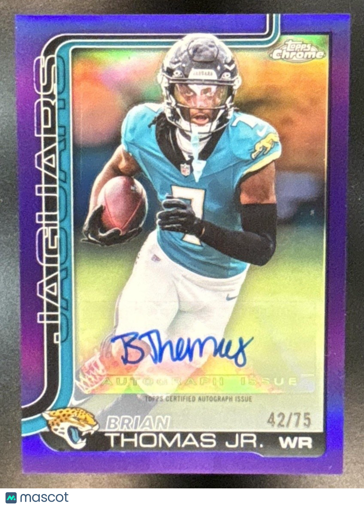 2025 Topps Chrome Brian Thomas Jr. Auto Purple /75 #BA-BT Jacksonville Jaguars - Sports Cards