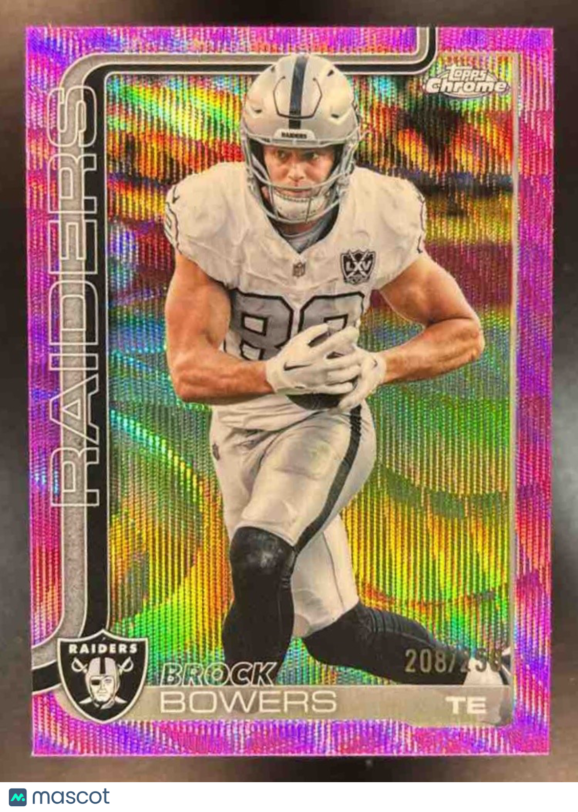 2025 Topps Chrome Brock Bowers Pink Wave Refractor /250 #178 Las Vegas Raiders - Sports Cards
