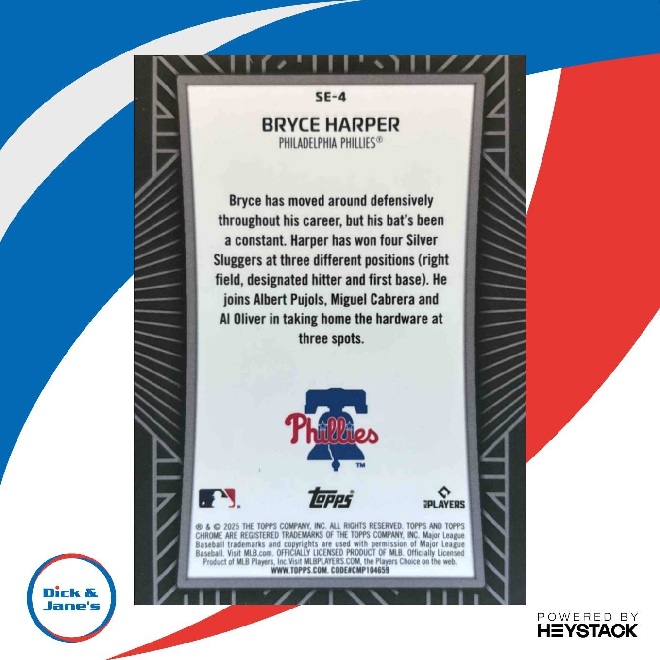 2025 Topps Chrome Bryce Harper Shadow Etch #SE-4 Philadelphia Phillies - Sports Cards