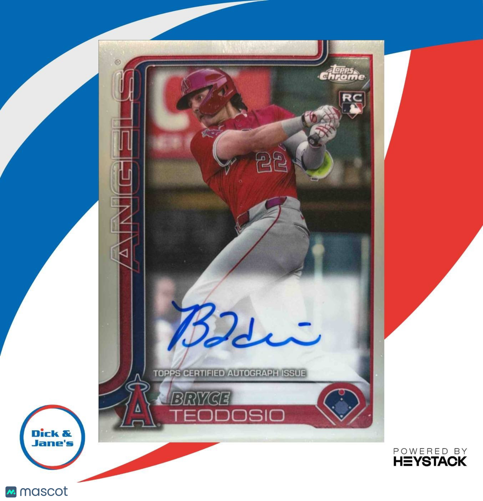2025 Topps Chrome Bryce Teodosio Rookie Auto #RA-BTE RC Angels - Sports Cards