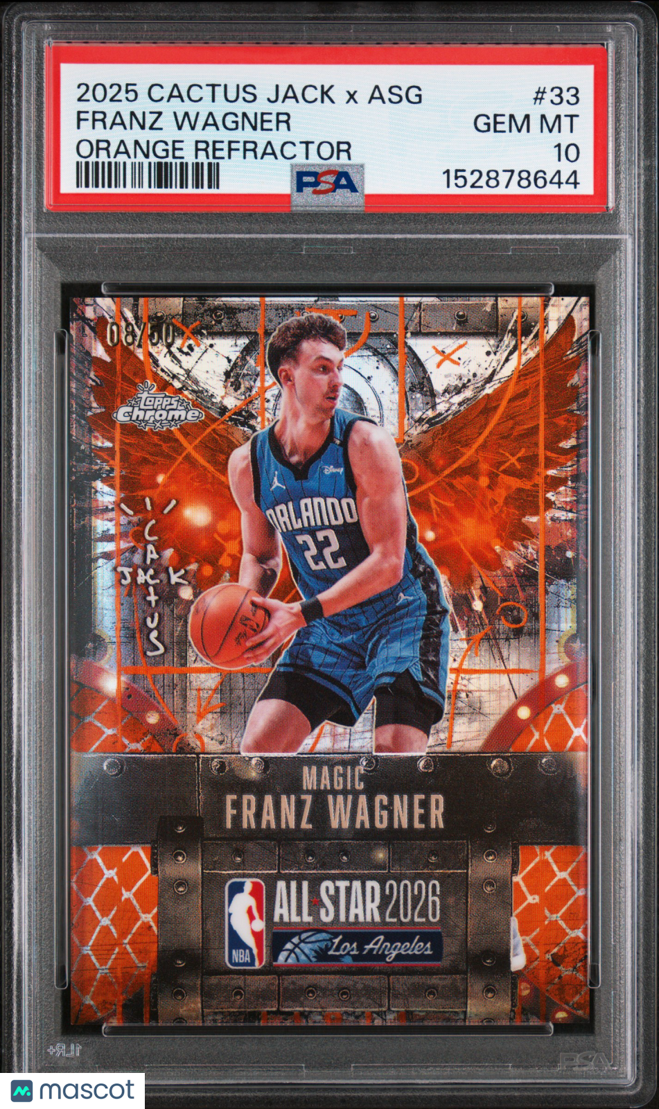 2025 Topps Chrome Cactus Jack Franz Wagner Orange Refractor #33 PSA 08/50 - Graded Sports Cards