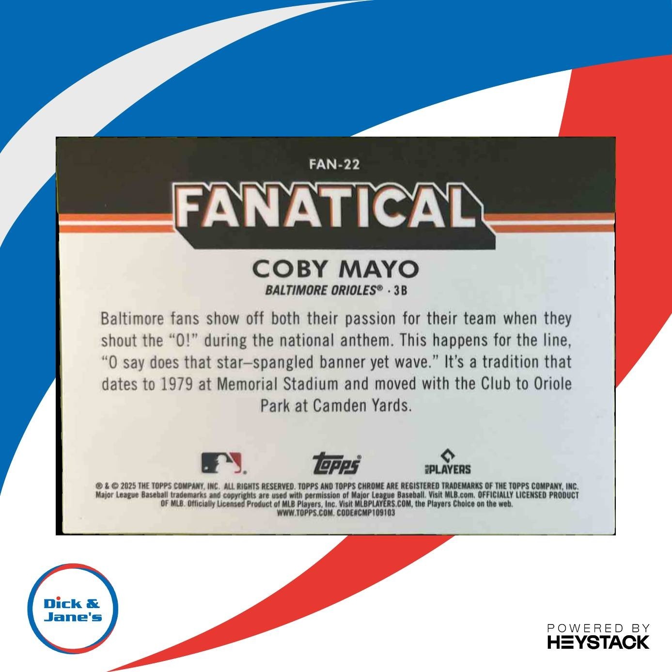 2025 Topps Chrome Coby Mayo Fanatical #FAN-22 Baltimore Orioles - Sports Cards