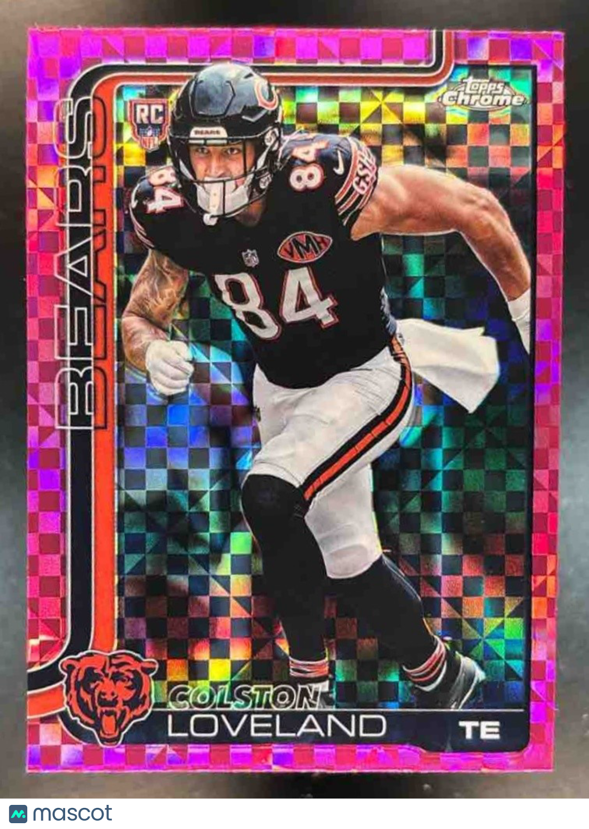 2025 Topps Chrome Colston Loveland Hot Pink X-Fractor #345 RC Chicago Bears - Sports Cards