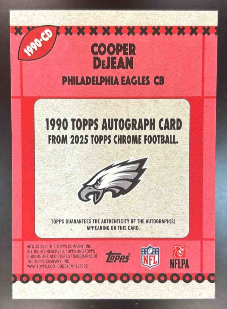 2025 Topps Chrome Cooper DeJean 1990 Auto Orange Geometric /25 Eagles - Sports Cards