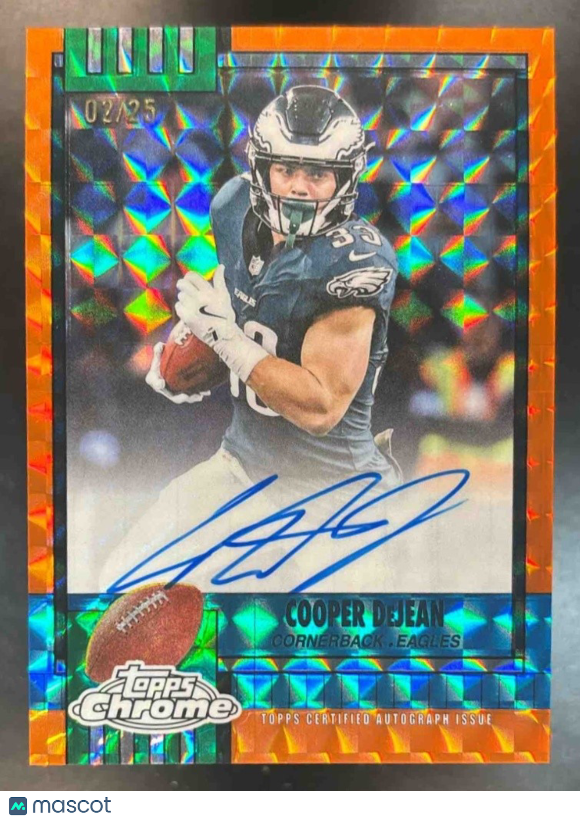 2025 Topps Chrome Cooper DeJean 1990 Auto Orange Geometric /25 Eagles - Sports Cards