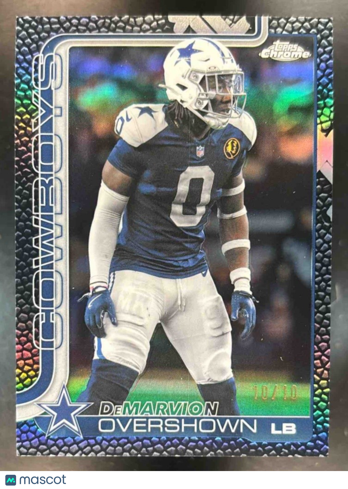 2025 Topps Chrome DeMarvion Overshown Football Leather Black 10/10 Dallas Cowboy - Sports Cards