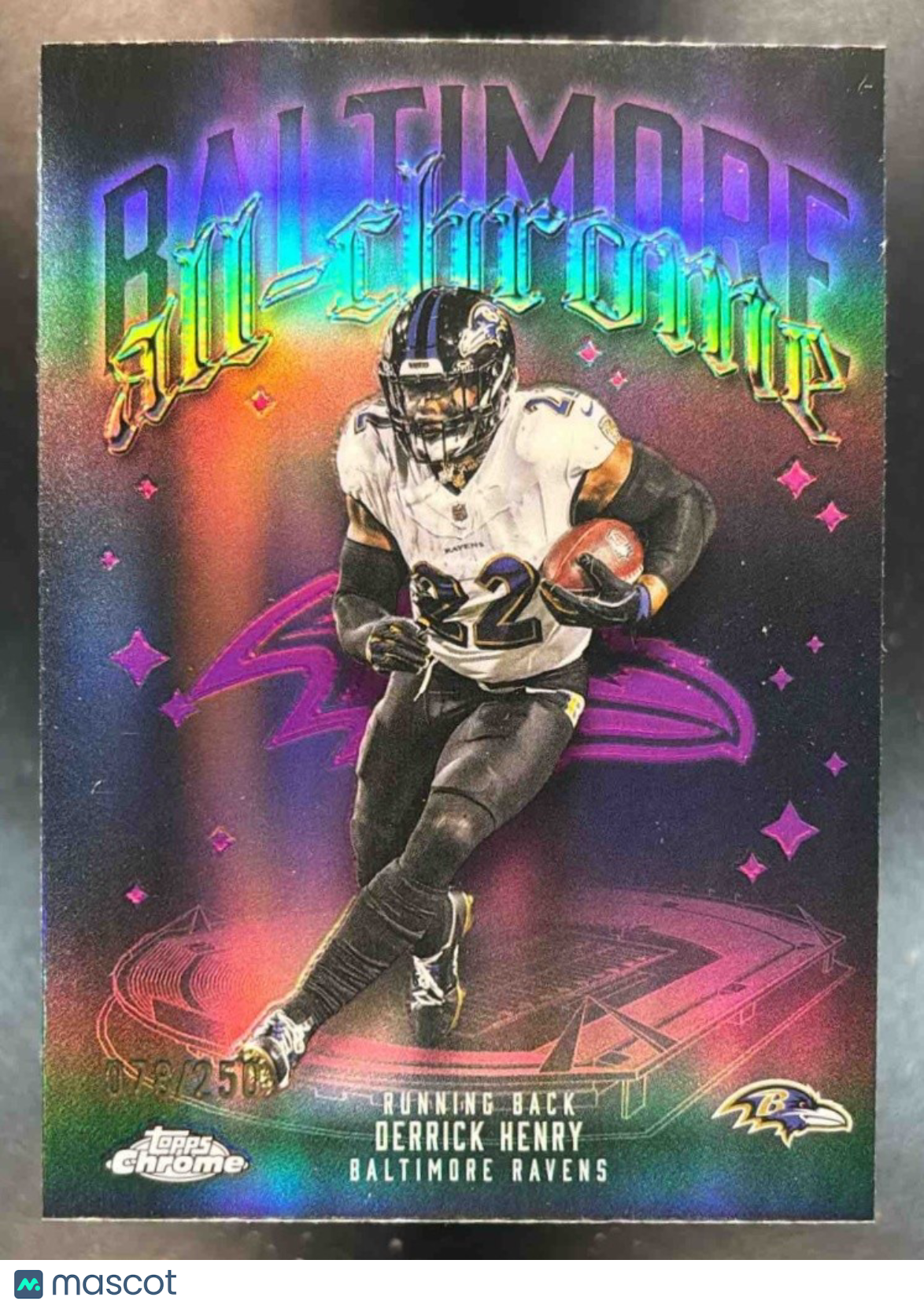 2025 Topps Chrome Derrick Henry All Team Pink Refractor /250 Baltimore Ravens - Sports Cards