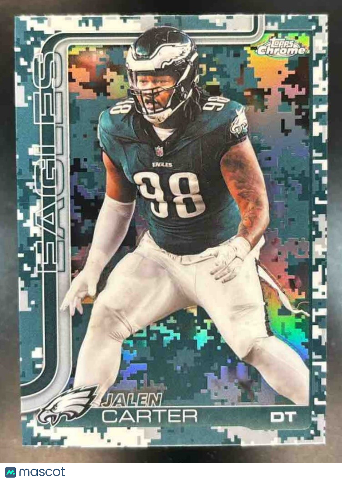 2025 Topps Chrome Jalen Carter Team Camo Variation #250 SP Philadelphia Eagles - Sports Cards