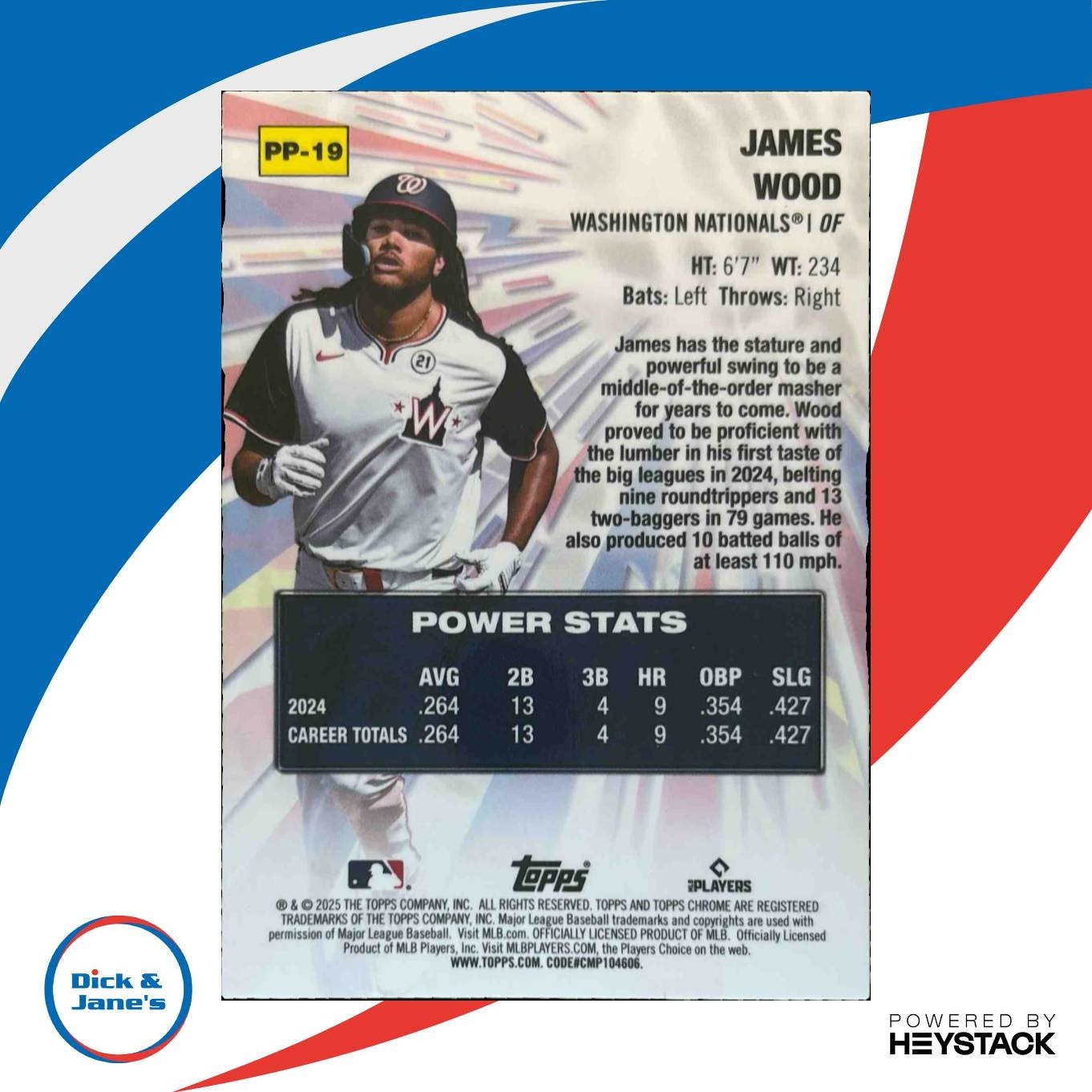 2025 Topps Chrome James Wood Power Players #PP-19 Washington Nationals - Sports Cards
