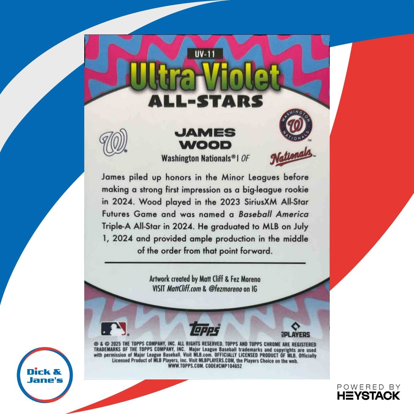 2025 Topps Chrome James Wood Ultraviolet All-Stars #UV-11 Washington Nationals - Sports Cards