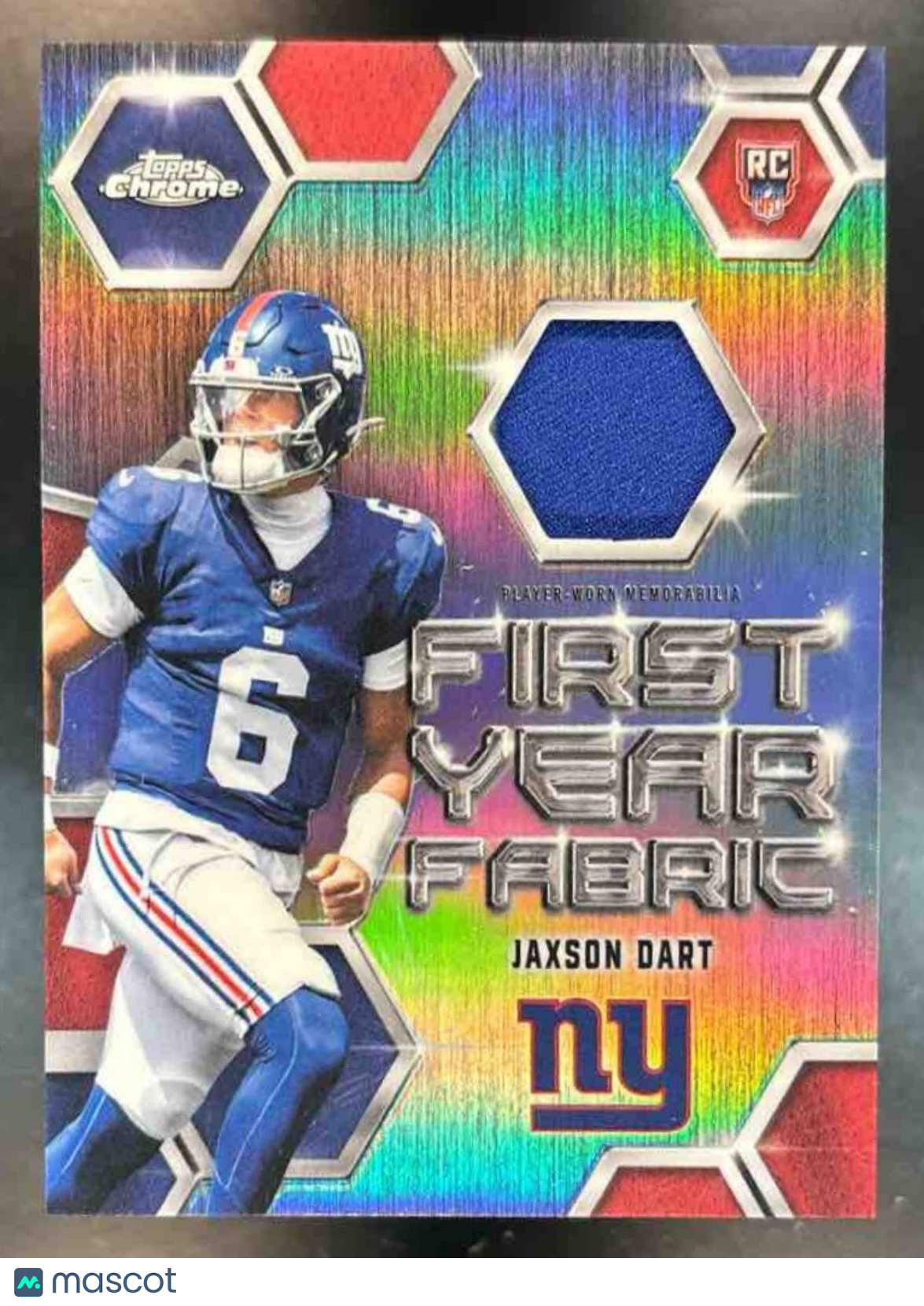 2025 Topps Chrome Jaxson Dart First Year Fabric #FYF-JD MEM RC New York Giants - Sports Cards