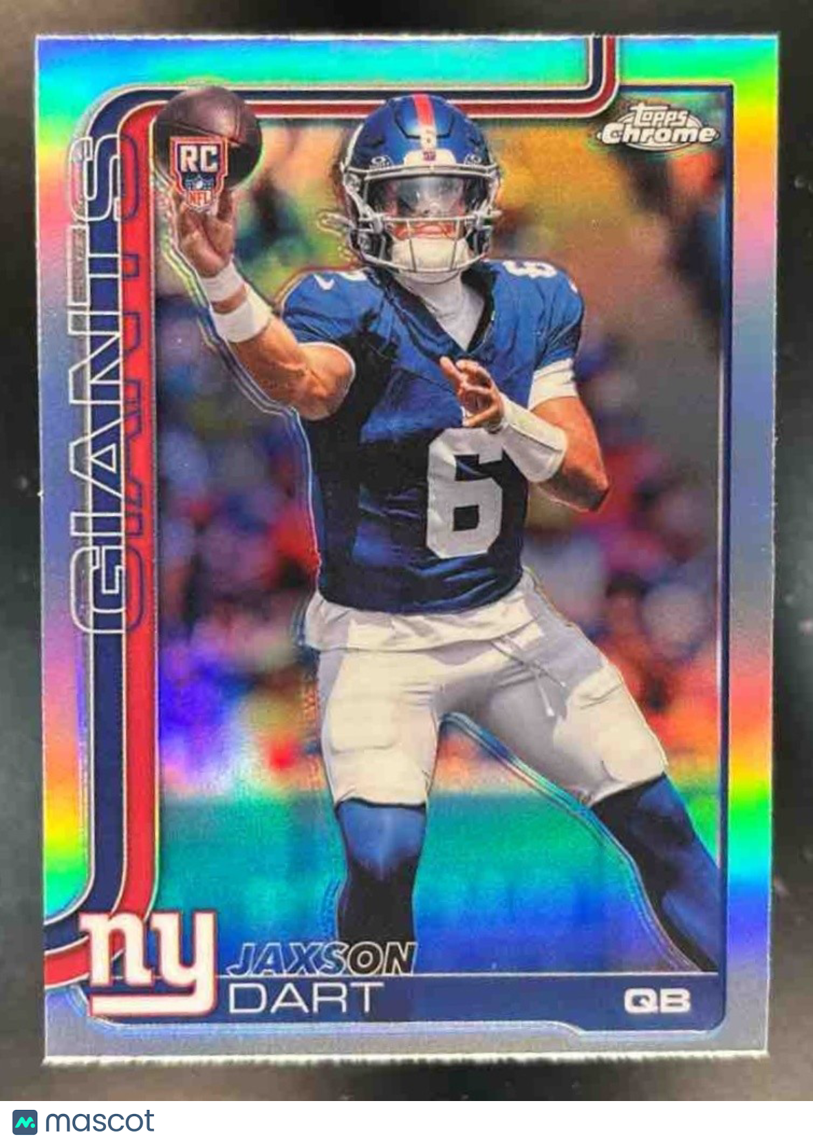 2025 Topps Chrome Jaxson Dart Rookie Refractor #306 RC New York Giants - Sports Cards