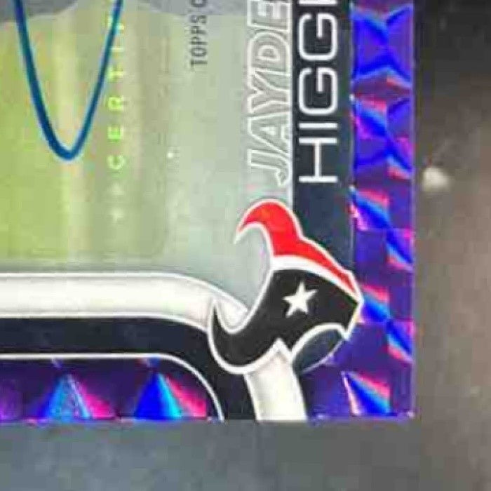 2025 Topps Chrome Jayden Higgins Auto Purple Geometric /75 RC Houston Texans - Sports Cards
