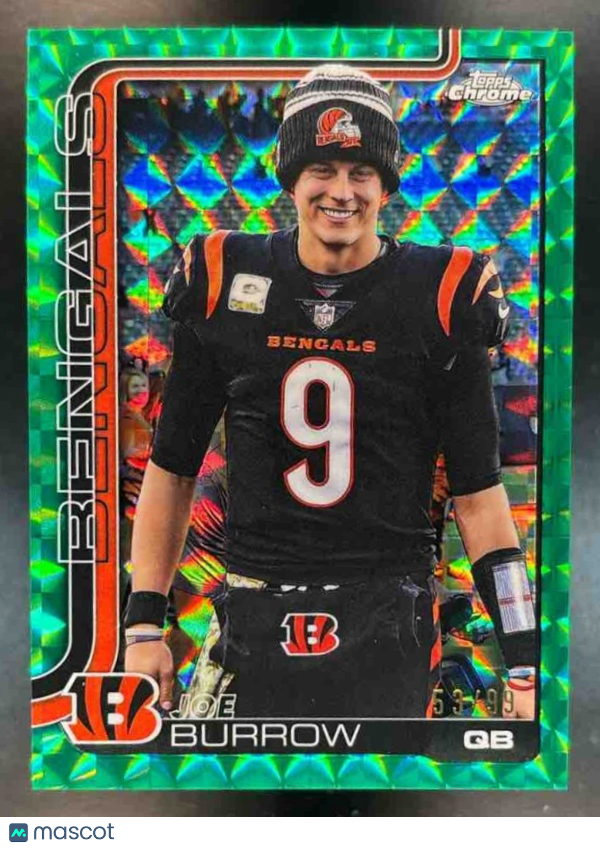 2025 Topps Chrome Joe Burrow Image Variation Green Geometric /99 #61 SP Bengals - Sports Cards
