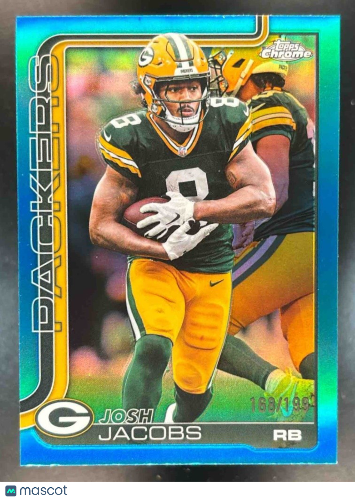 2025 Topps Chrome Josh Jacobs Aqua /199 #110 Green Bay Packers - Sports Cards
