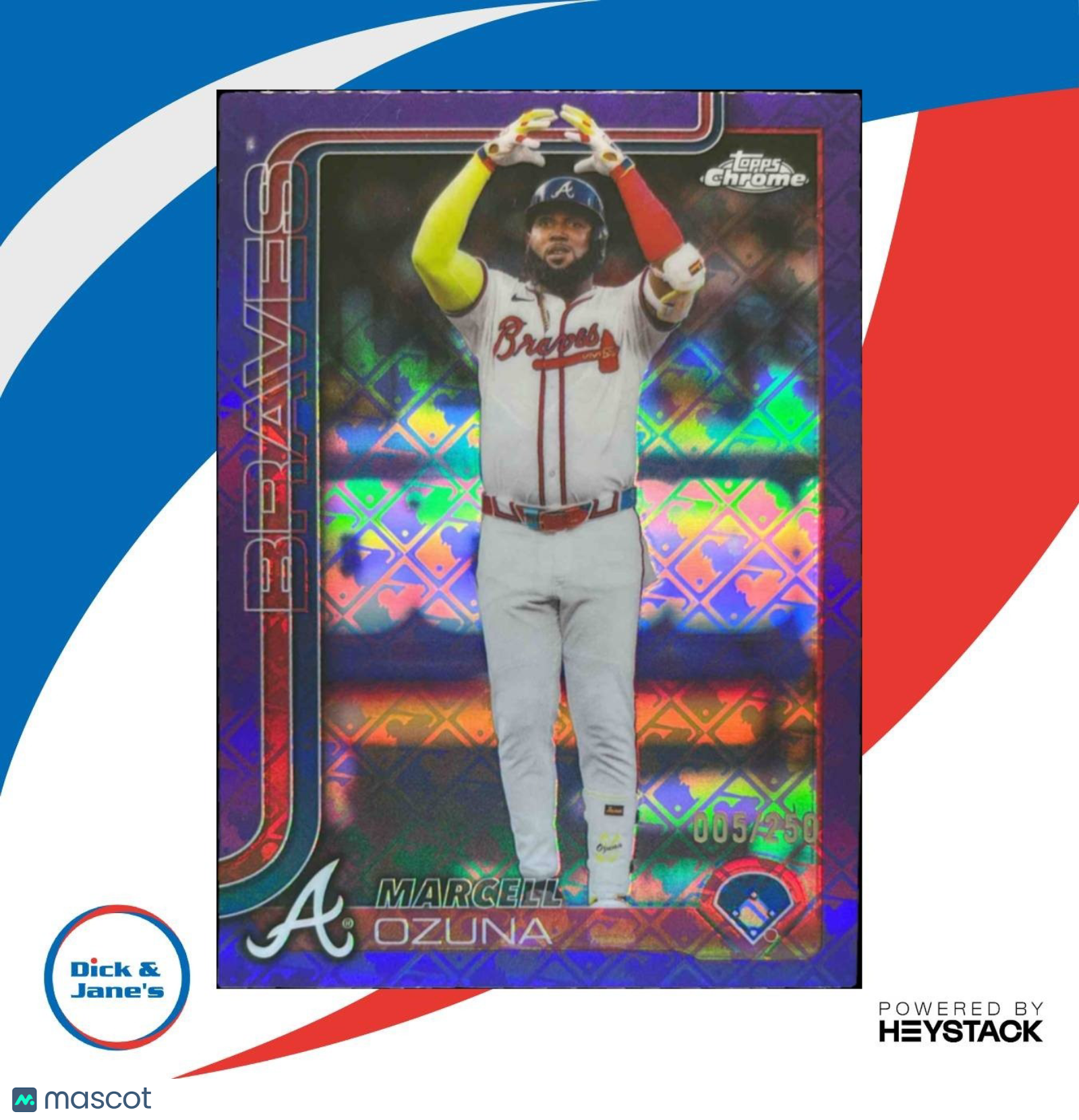 2025 Topps Chrome LogoFractor Marcell Ozuna Purple /250 #250 Atlanta Braves - Sports Cards