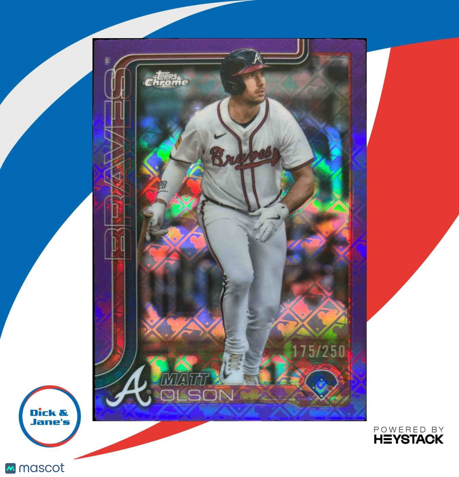 2025 Topps Chrome LogoFractor Matt Olson Purple Refractor /250 Atlanta Braves - Sports Cards