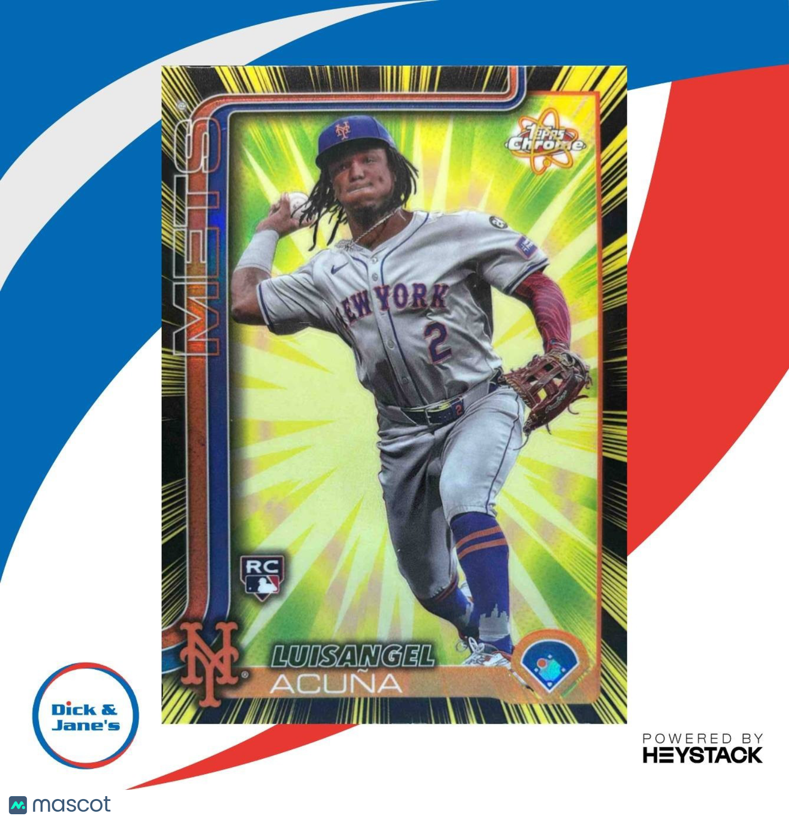 2025 Topps Chrome Luisangel Acuna Radiating Rookies #RR-5 RC New York Mets - Sports Cards