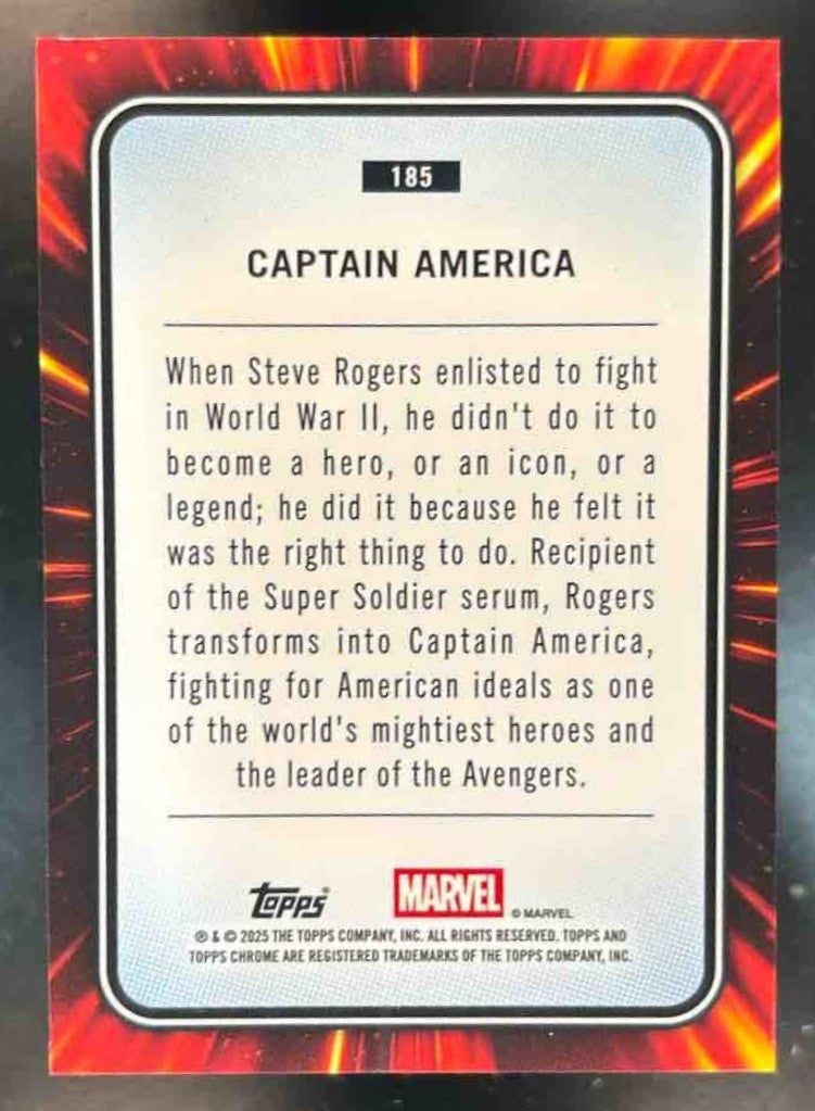 2025 Topps Chrome Marvel Captain America Yellow Lava Refractor #185 - Non-Sports Cards
