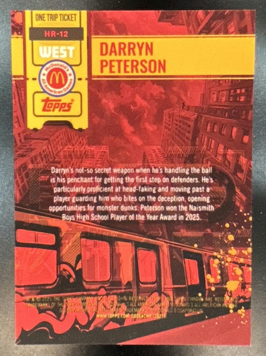 2025 Topps Chrome McDonald All-American Darryn Peterson High Rise Red RayWave /5 - Sports Cards