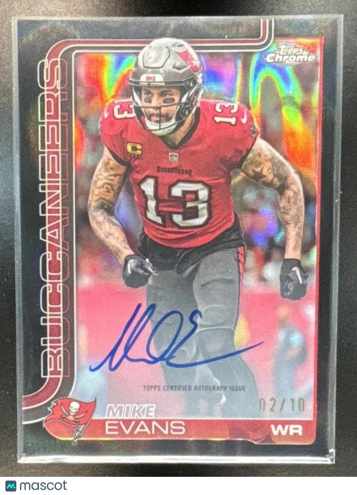 2025 Topps Chrome Mike Evans Auto Black Wave Refractor 2/10 #BA-ME Tampa Bay - Sports Cards