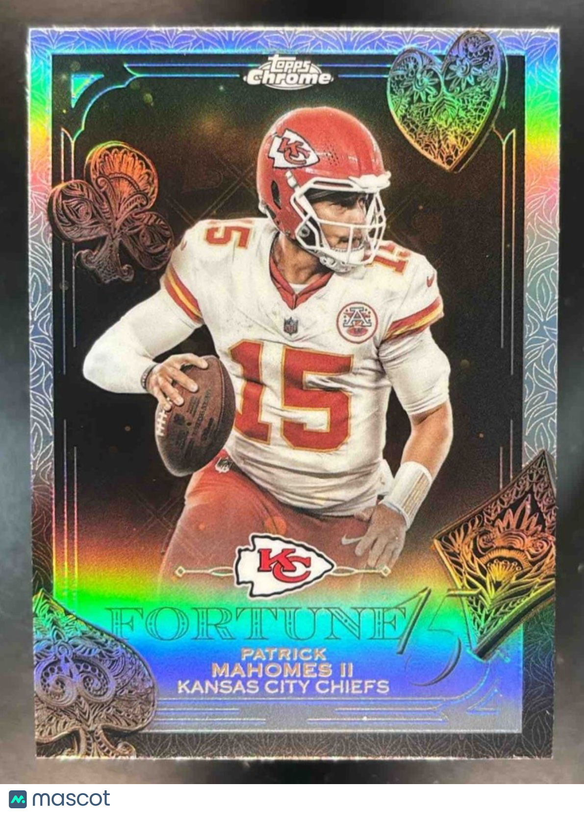 2025 Topps Chrome Patrick Mahomes II Fortune 15 Refractor Kansas City Chiefs - Sports Cards