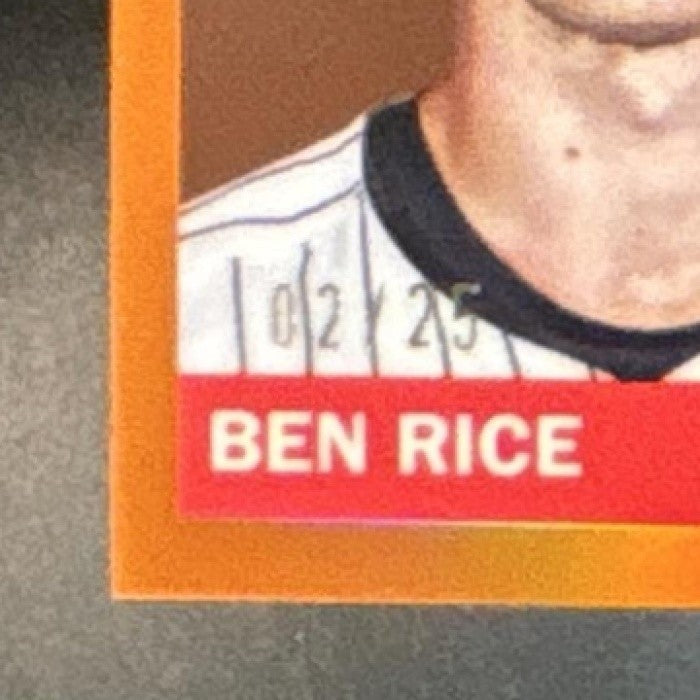2025 Topps Chrome Platinum Anniversary Ben Rice Orange /25 #311 RC Yankees - Sports Cards