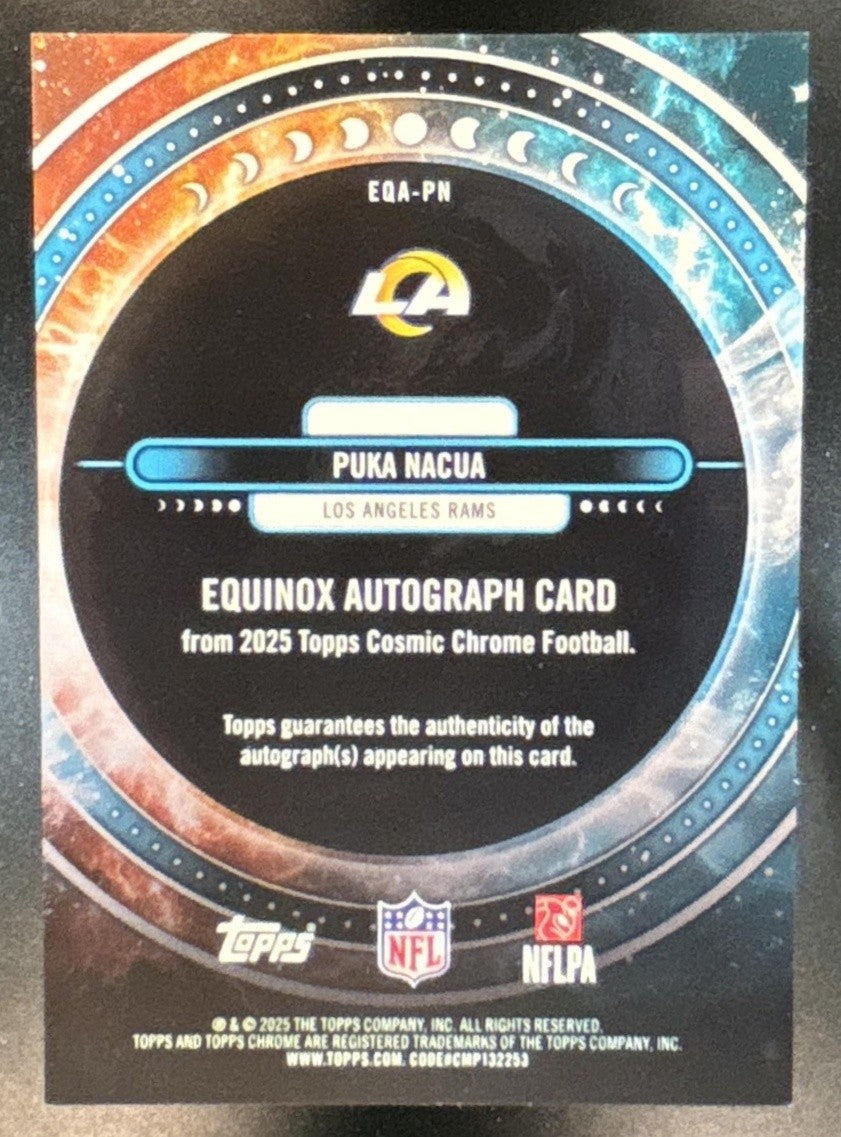 2025 Topps Chrome Puka Nacua Auto Orange Lava /25 #BA-PN Los Angeles Rams - Sports Cards