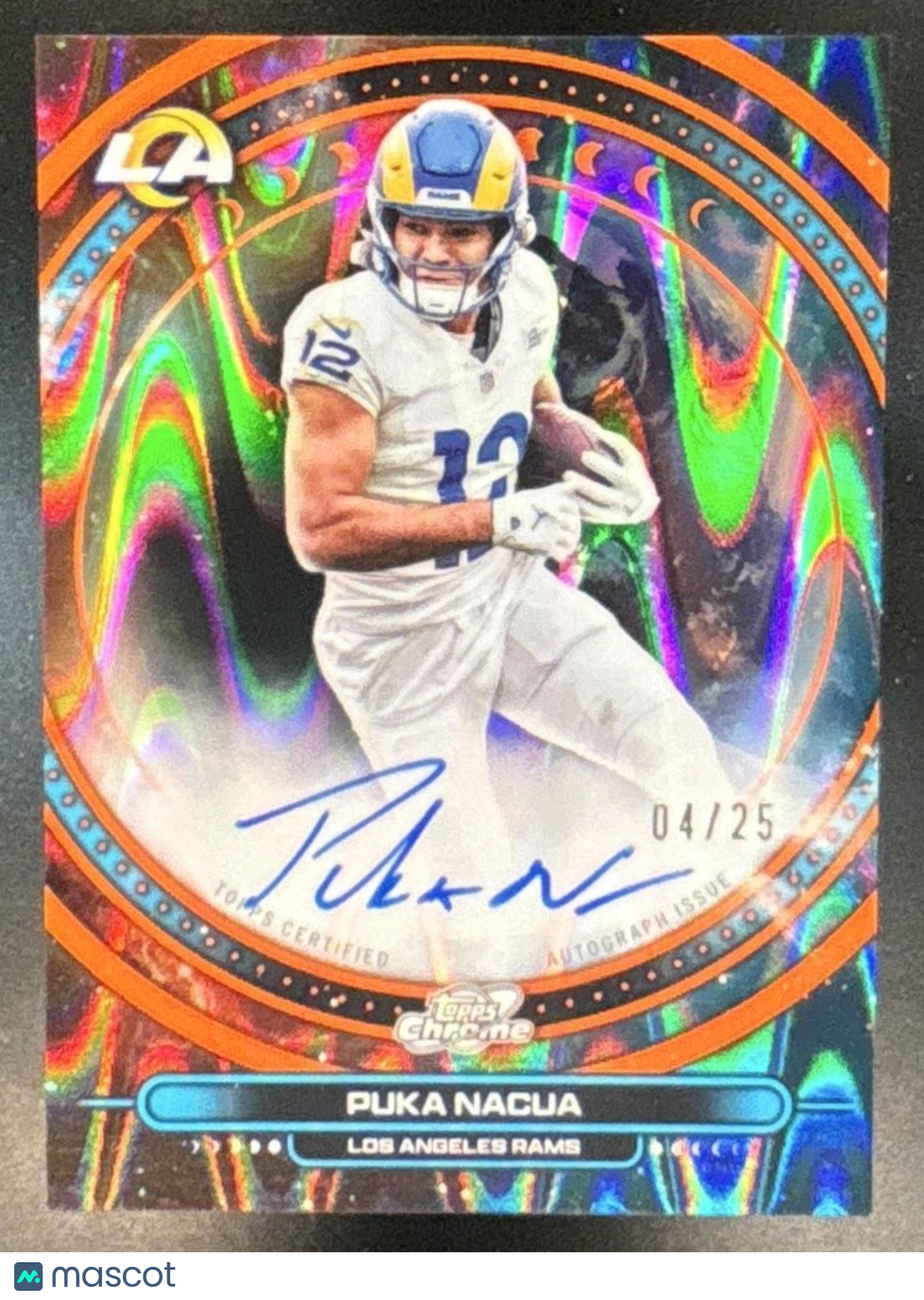 2025 Topps Chrome Puka Nacua Auto Orange Lava /25 #BA-PN Los Angeles Rams - Sports Cards