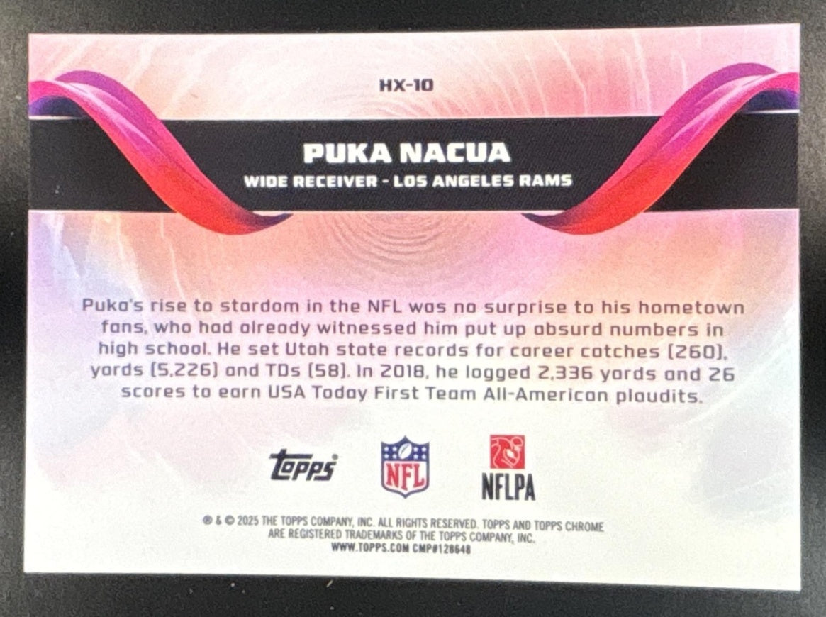 2025 Topps Chrome Puka Nacua Helix #HX-10 SSP Los Angeles Rams - Sports Cards