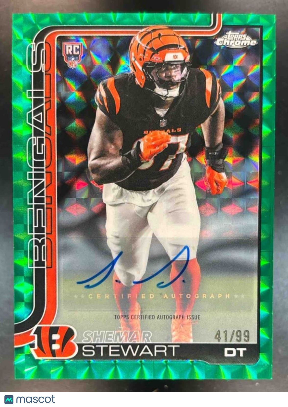 2025 Topps Chrome Shemar Stewart Auto Green Geometric /99 RC Cincinnati Bengals - Sports Cards