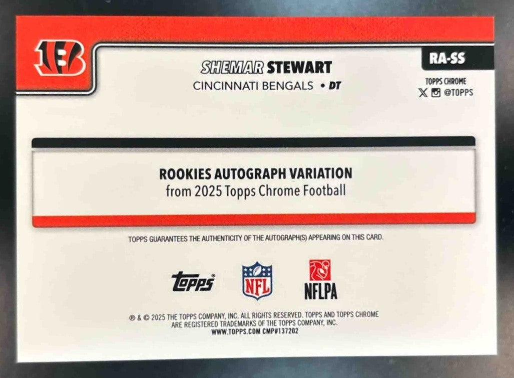 2025 Topps Chrome Shemar Stewart Auto Green Geometric /99 RC Cincinnati Bengals - Sports Cards