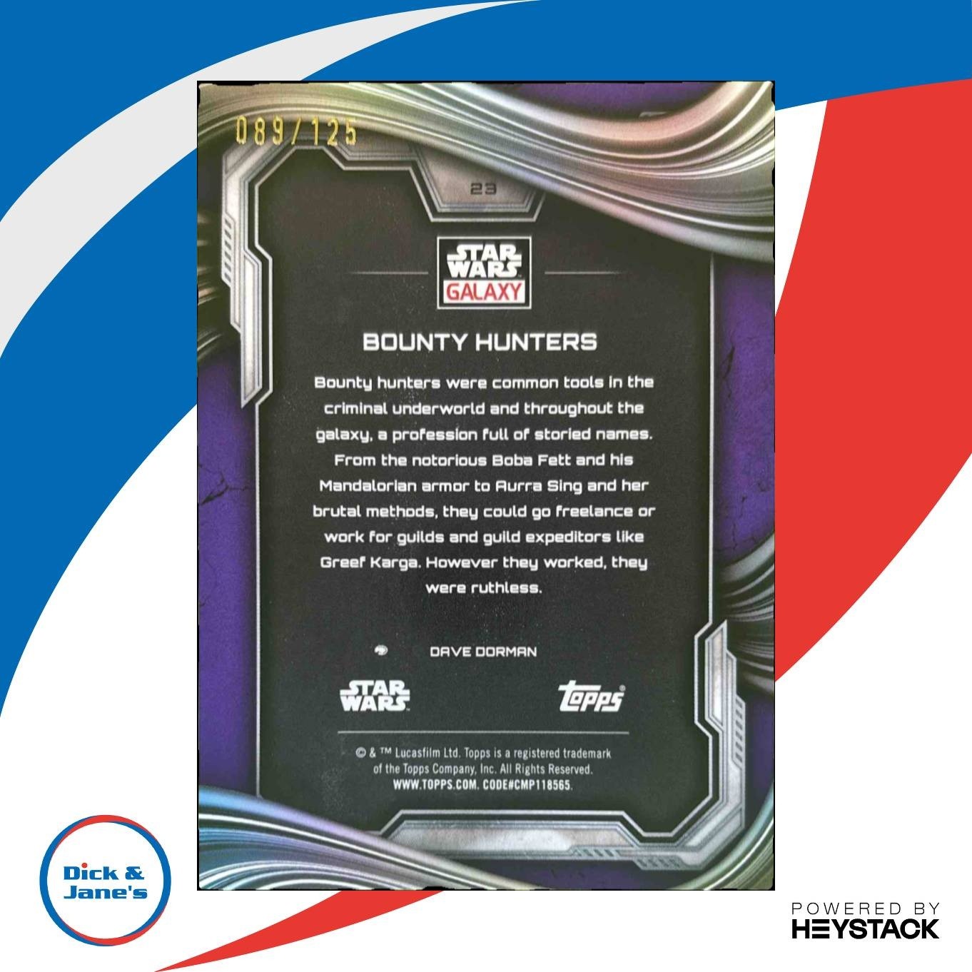 2025 Topps Chrome Star Wars Galaxy Bounty Hunters Purple Speckle /125 #23 - Non-Sports Cards