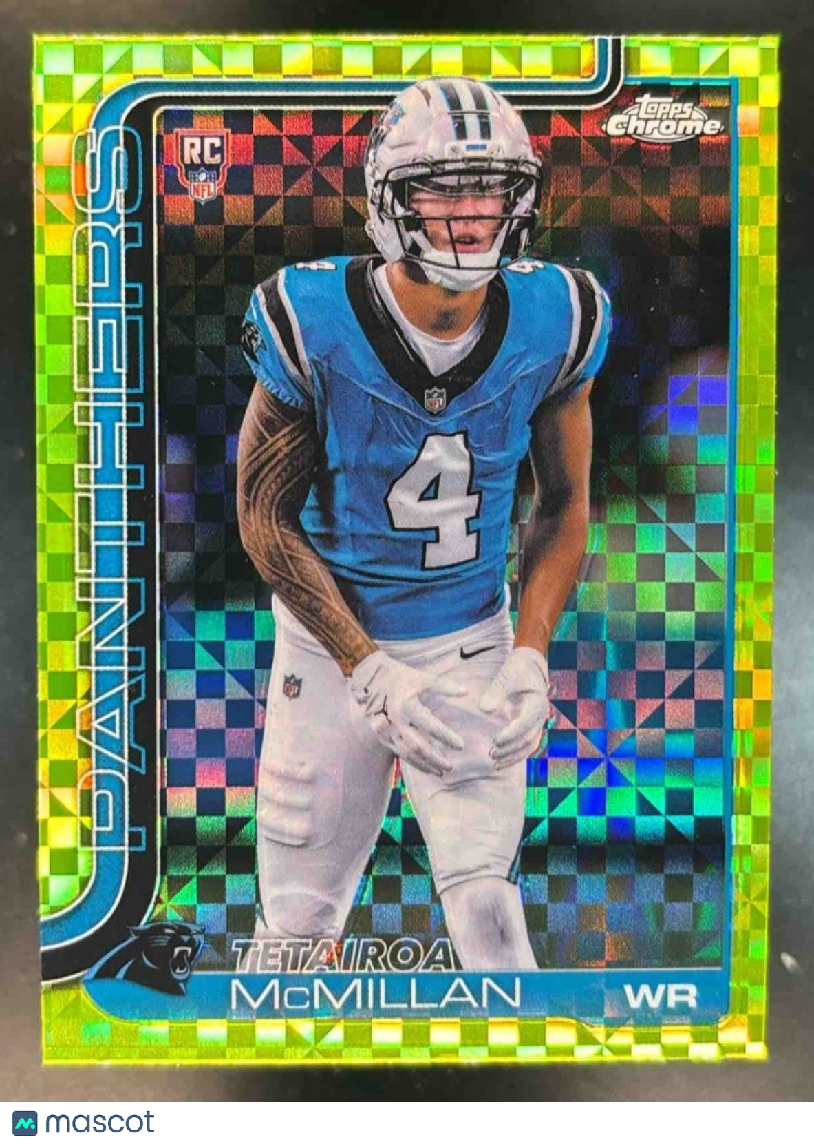 2025 Topps Chrome Tetairoa McMillan Lime Green X-Fractor #326 RC Panthers - Sports Cards